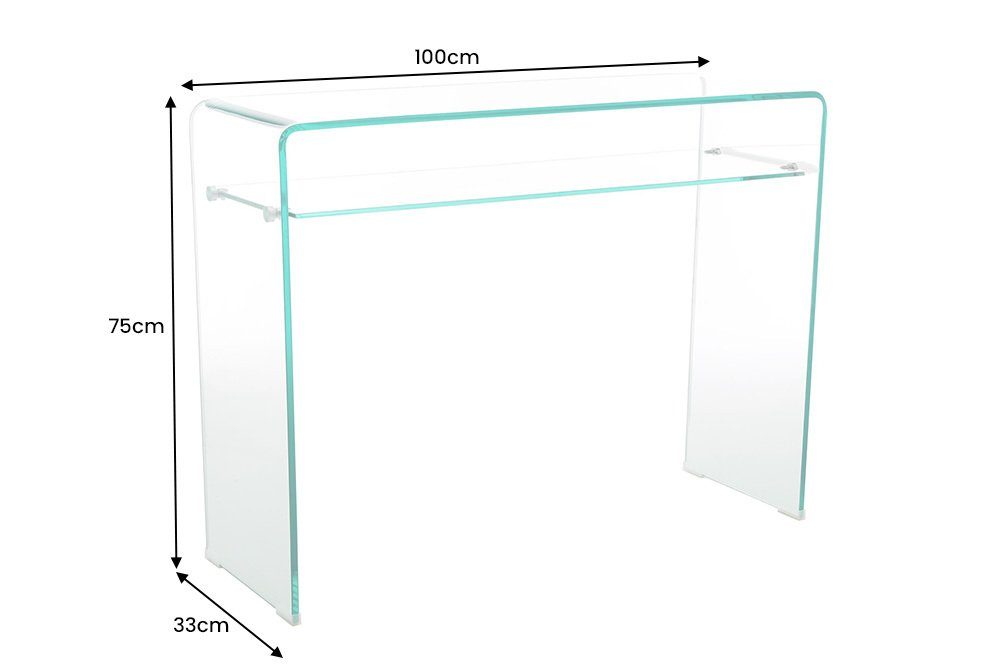 riess-ambiente Konsolentisch FANTOME 100cm transparent (Einzelartikel, 1-St), Wohnzimmer · Glas · eckig · mit Ablage · Modern Design