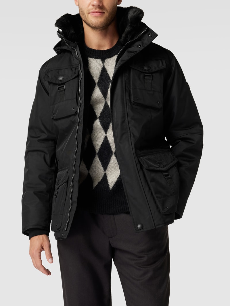 Funktionsjacke mit Label-Detail in schwarz