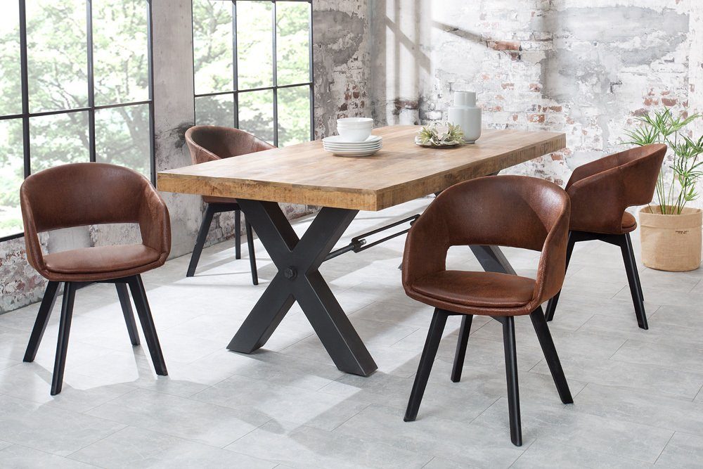 riess-ambiente Polsterstuhl NORDIC STAR antik braun / schwarz (Einzelartikel, 1 St), Esszimmer · Microfaser · Holz · mit Armlehne · Küche · Retro