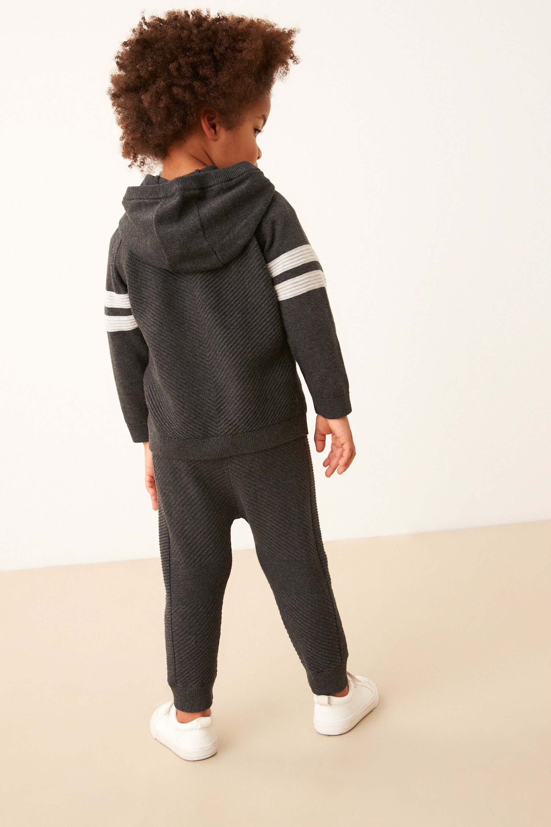 Next Jogginganzug Gestricktes Hoodie mit Struktur + Jogginghose (2-tlg)