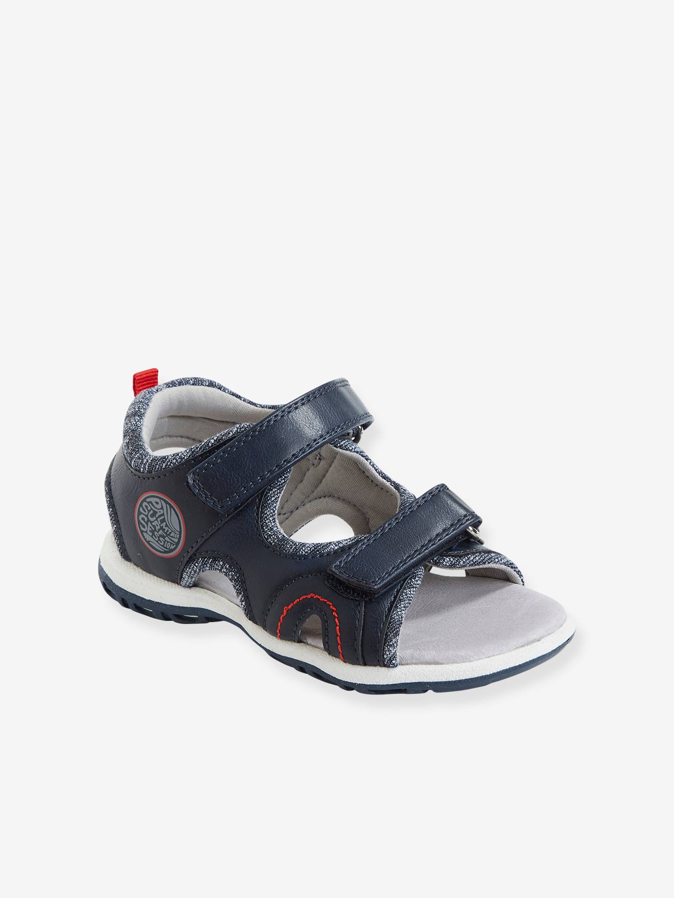 Vertbaudet Jungen Klett-Sandalen mit Anziehtrick - blau