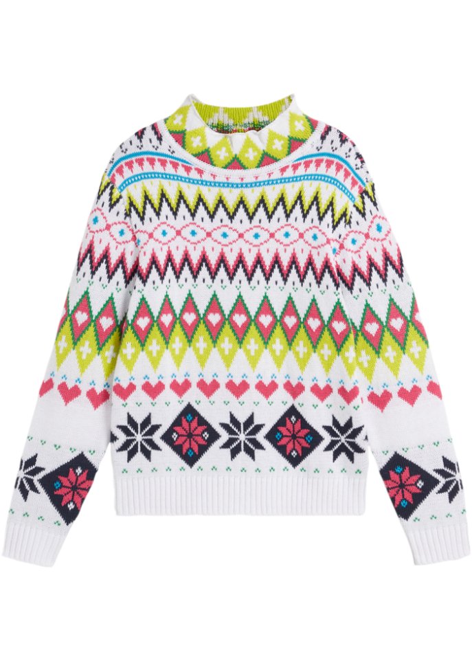 Mädchen Rollkragenpullover mit Norwegermuster