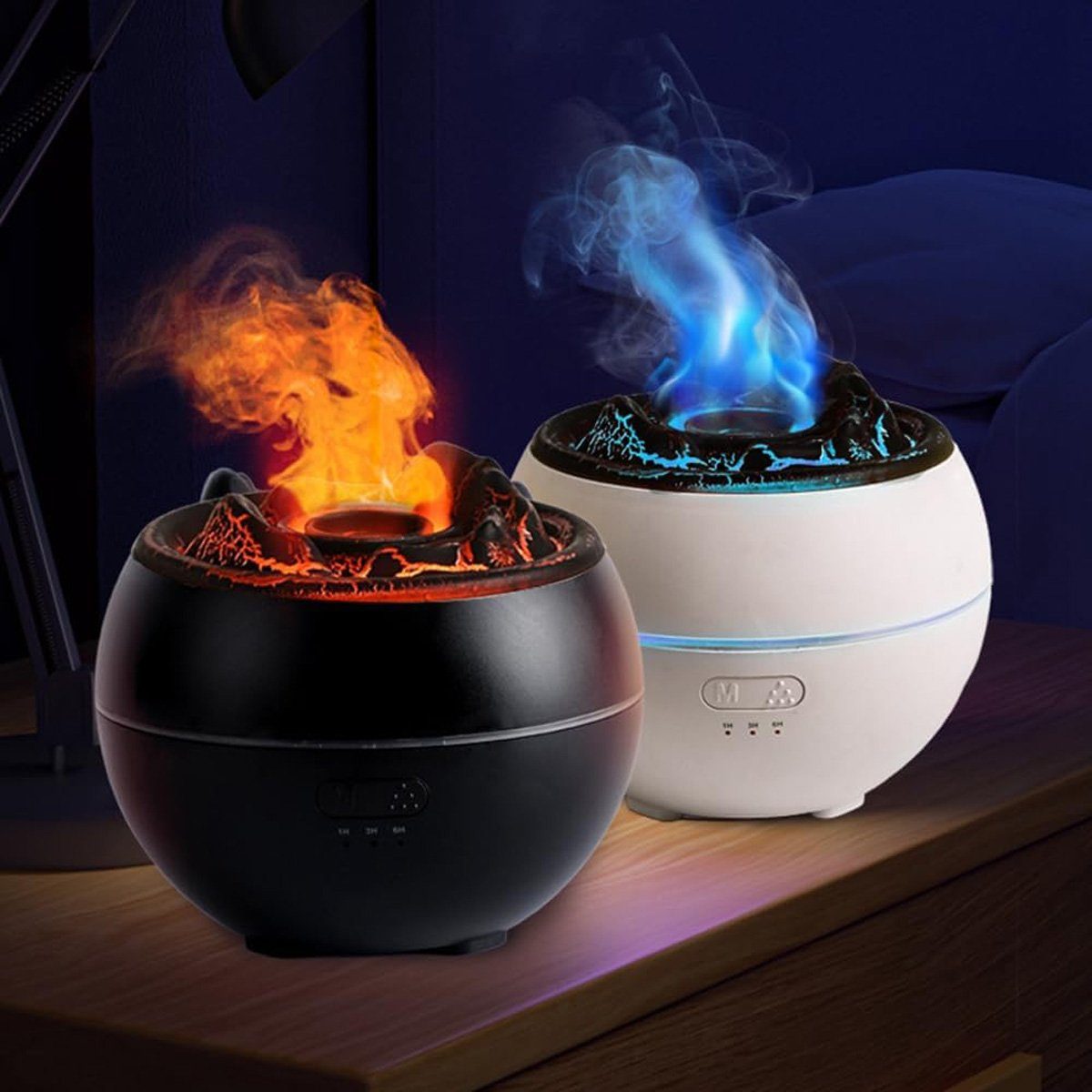 Yoyaxi Luftbefeuchter 360 ml Flammen-Aromatherapie-Diffusor für Zuhause und Schlafzimmer, Großer Luftbefeuchter mit automatischer Abschaltung, LED-Nachtlicht