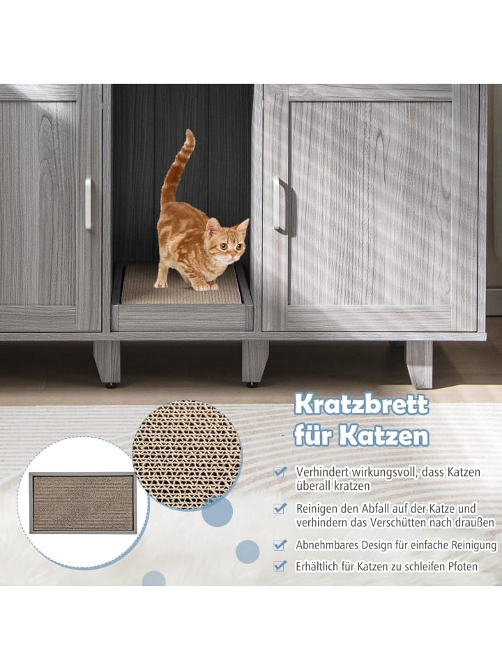 COSTWAY Katzenschrank mit 2 Türen 120x52x65cm in Anthrazit günstig kaufen onesize