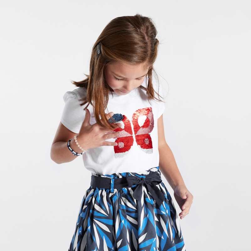 T-shirt à sequins magiques motif papillon bleu fille