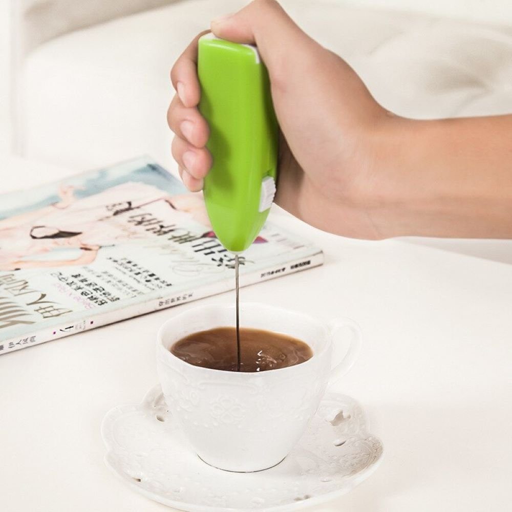 Blusmart Milchaufschäumer Elektrischer Mini-Kaffeerührer, Elektrischer Mini-Edelstahl-Haushalts-Handrotations-Milchaufschäumer