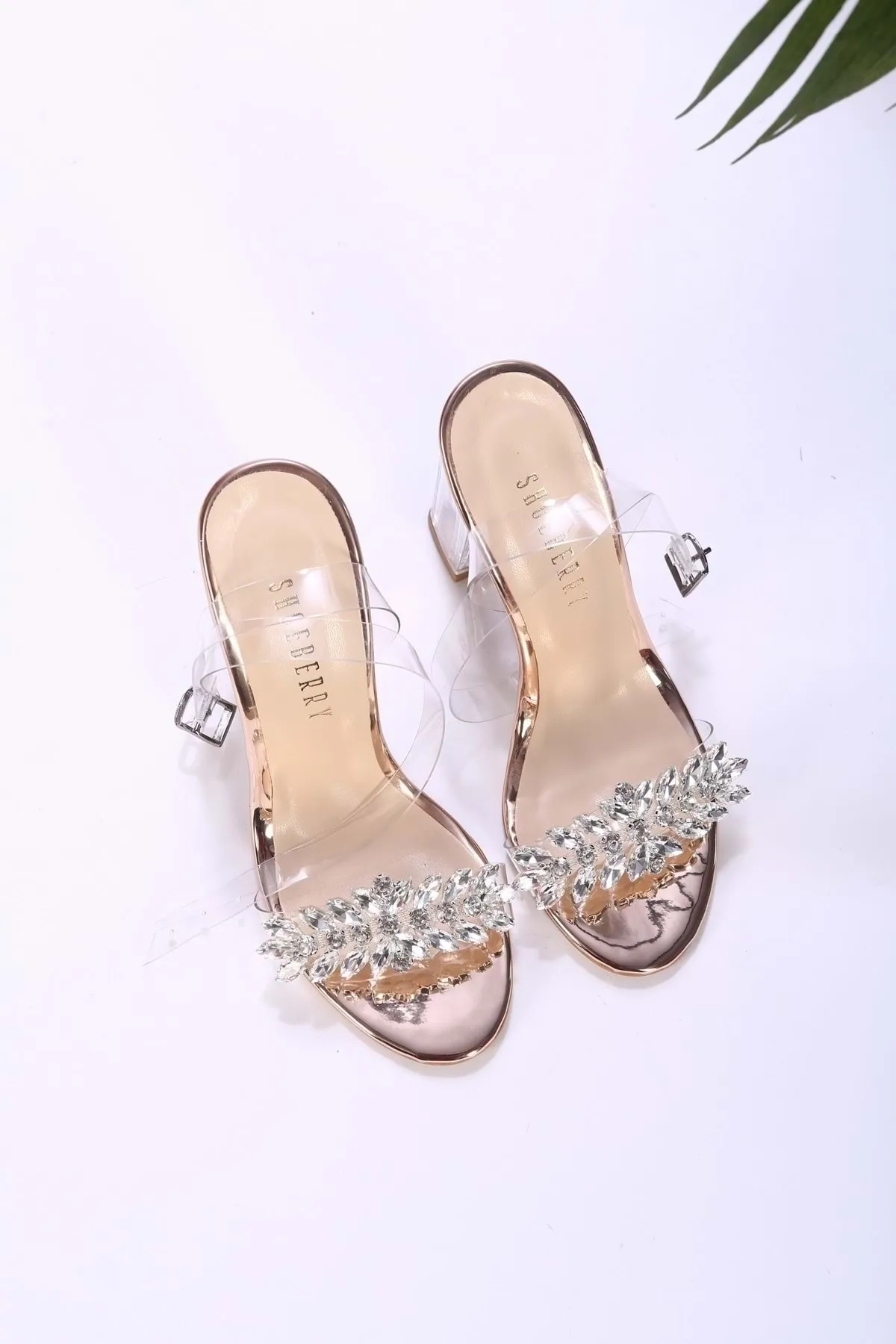 Shoeberry  Damen-Schuhe „Vinto Rose“ mit transparentem Steinabsatz