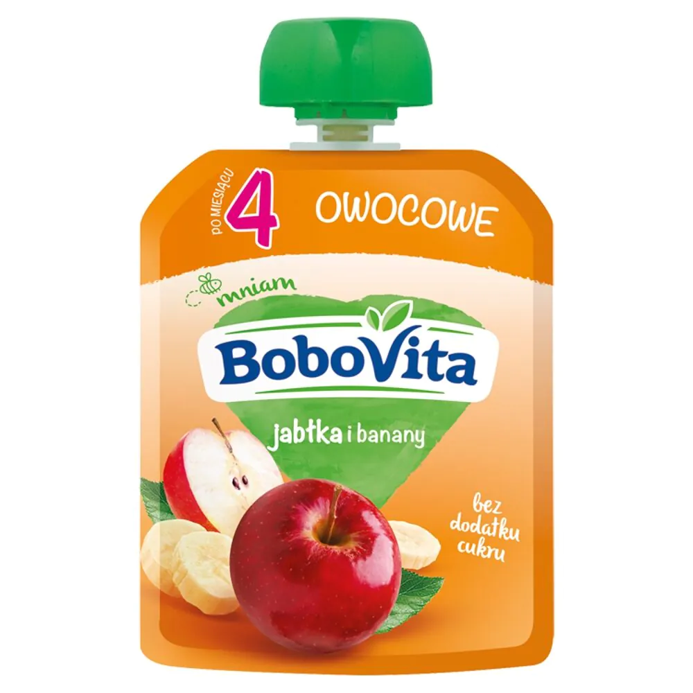 Bobovita æble- og bananpuré efter 4 måneder