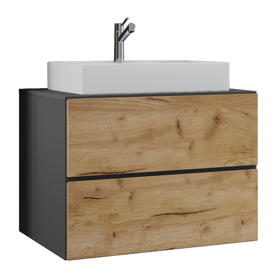 VCM Badblock Lendas S 60cm Unterschrank Anthrazit/Honig-Eiche