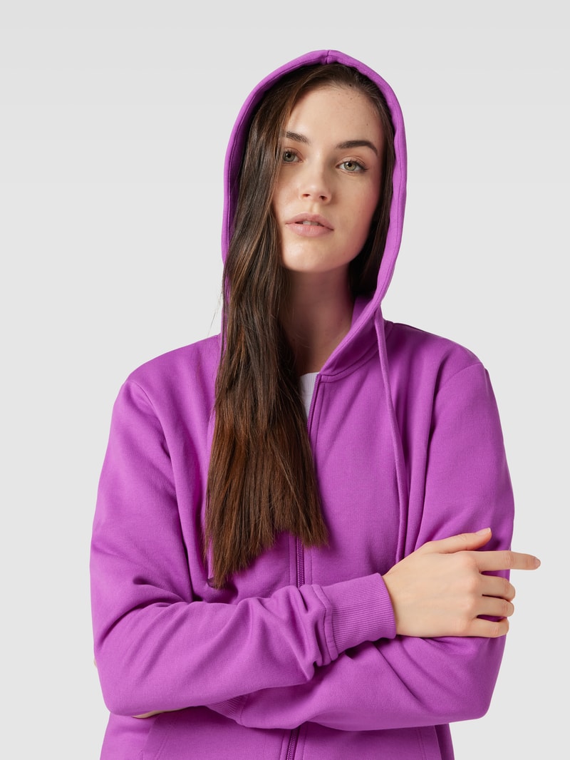 Sweatjacke mit gerippten Abschlüssen in lila