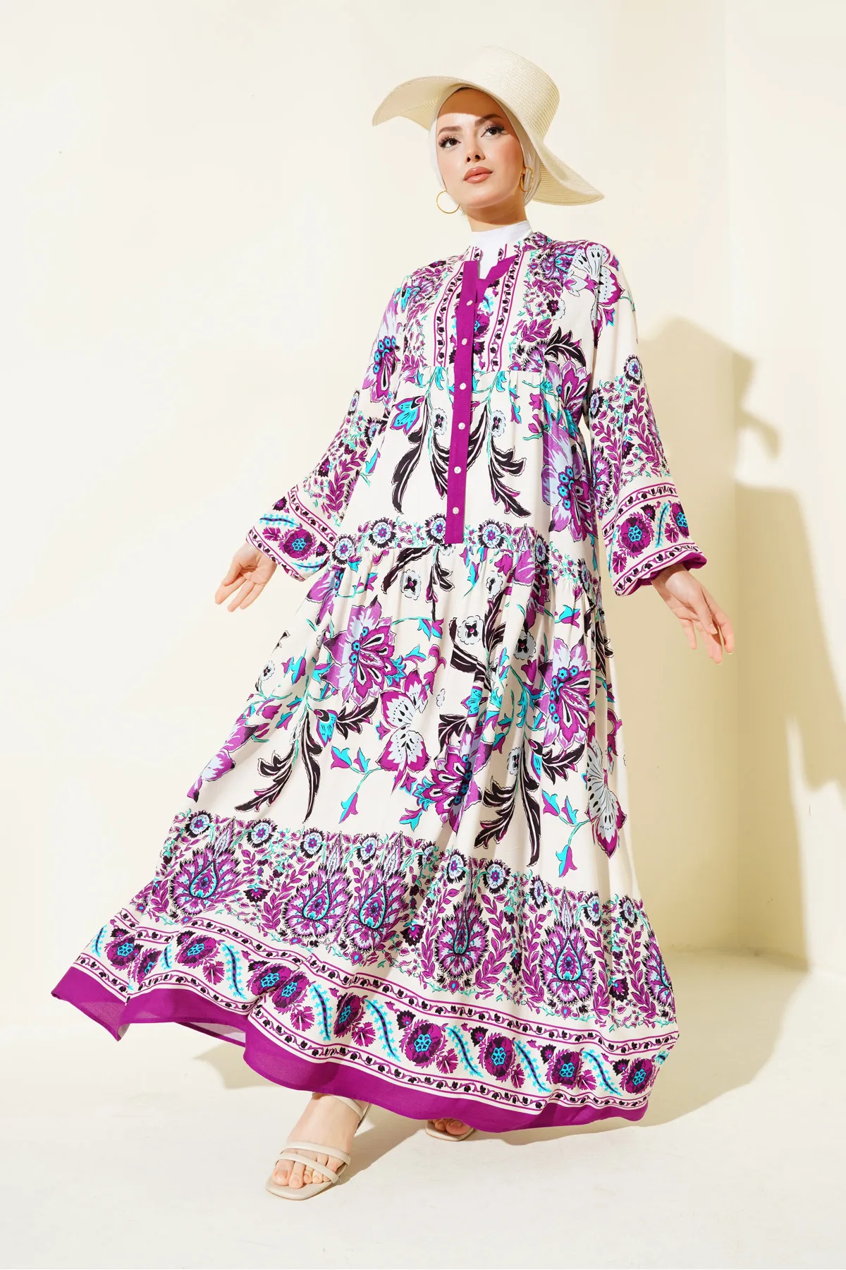 Bigdart  Damen Hijab-Kleid aus Viskose, Pflaumencreme, 2423