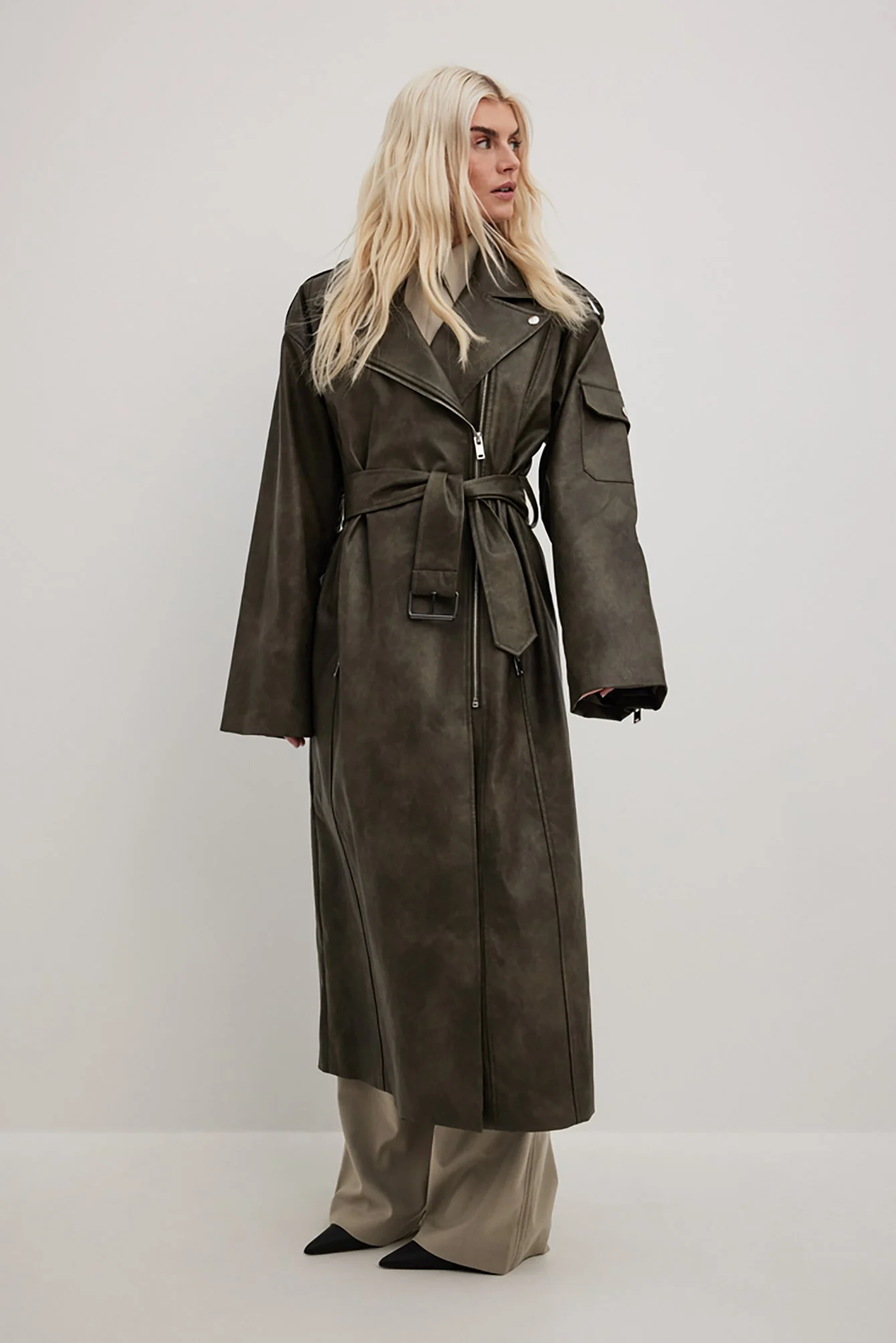 Maxi Bikerjacke aus PU