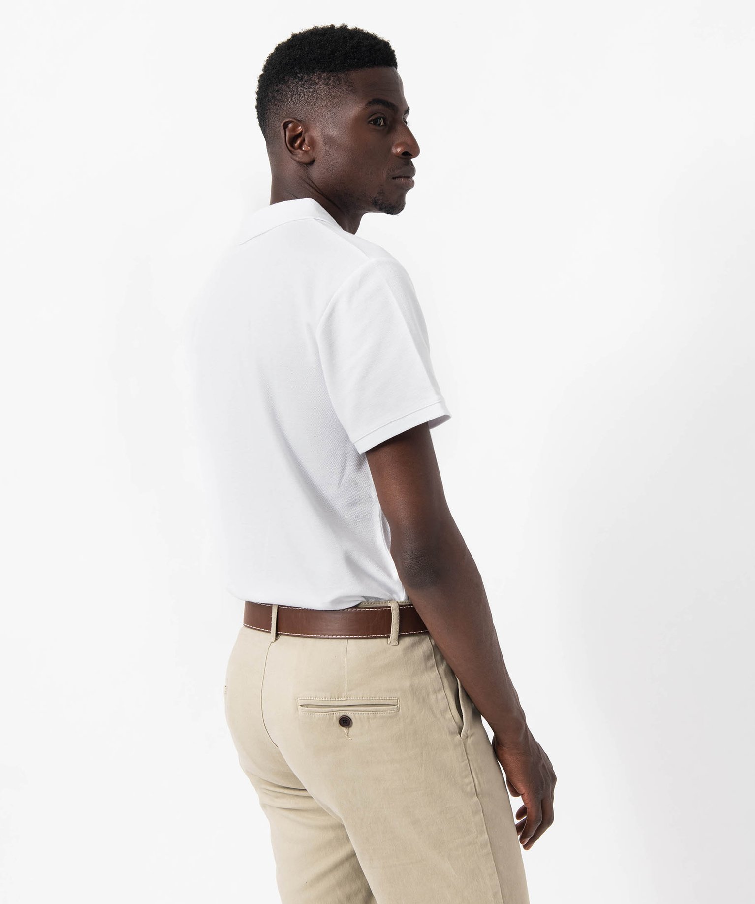 Polo à manches courtes en coton homme blanc | GEMO