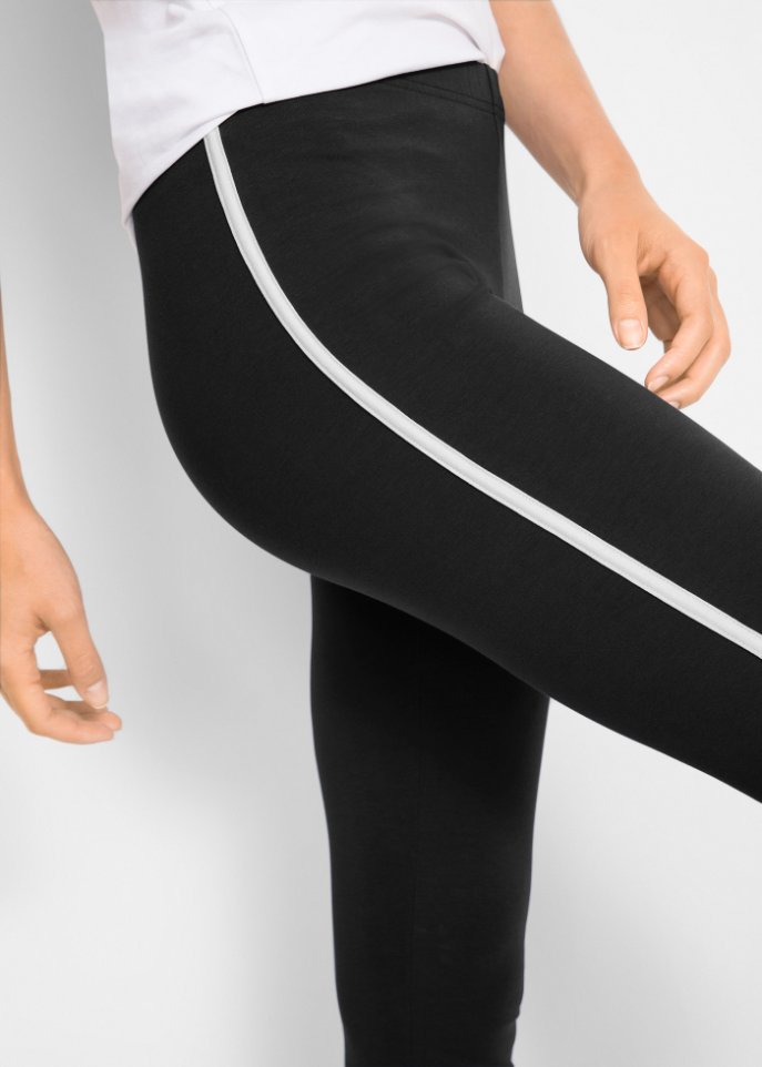 Sport-Leggings mit seitlichem Kontraststreifen, knöchelfrei