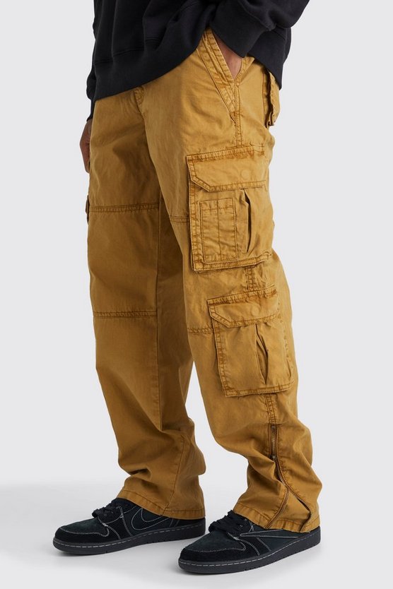 Lockere Cargo-Hose mit Acid-Waschung und Reißverschluss-Saum