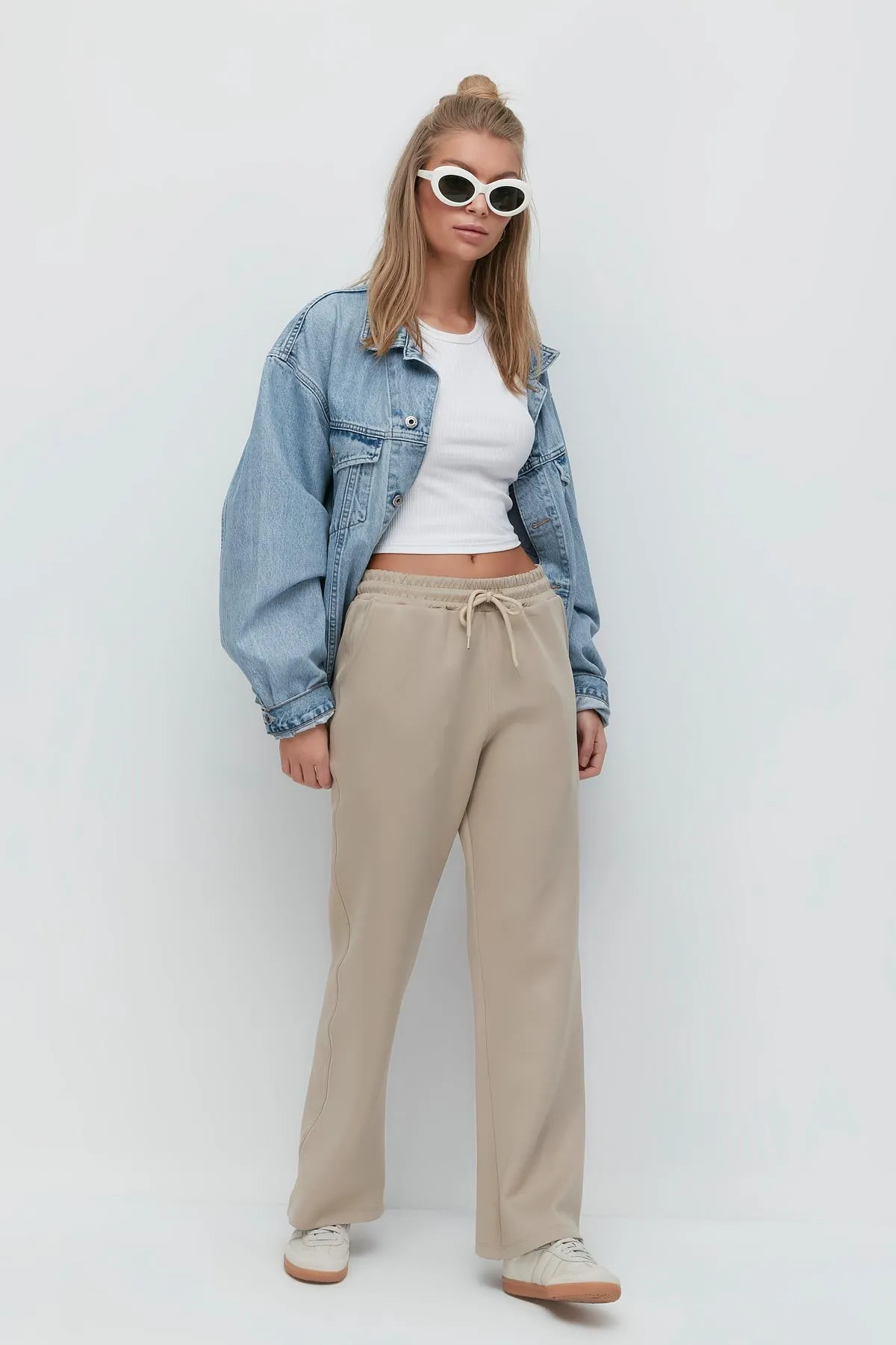 C&City  Jogginghose mit weitem Bein und spanischem Bein, 804 Stone