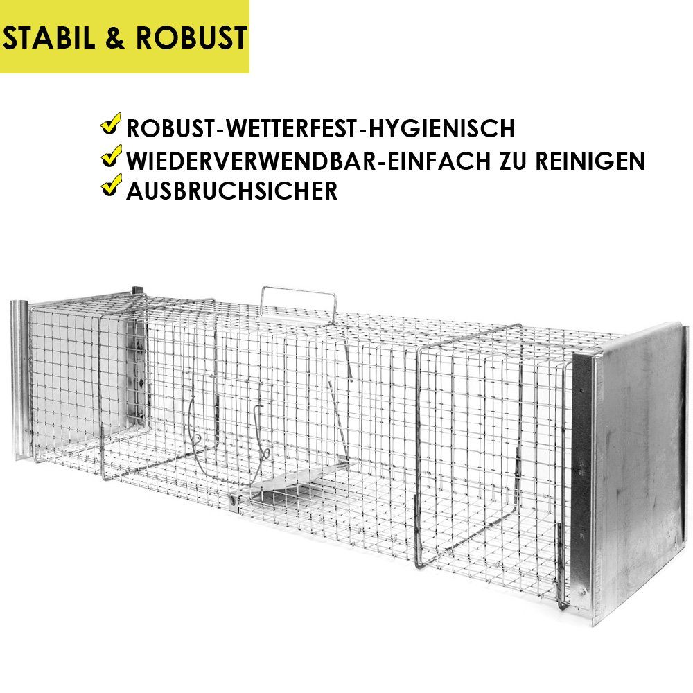 Petigi Köderbox Marderfalle Tierfalle Fuchsfalle Katze Lebendfalle Waschbär 120x31x29