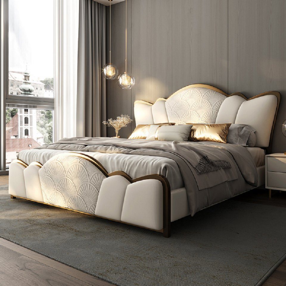 JVmoebel Bett Schlafzimmer Möbell Stilvolles Weißes Doppelbett Moderne (1-tlg., Nur Bett), Made in Europa