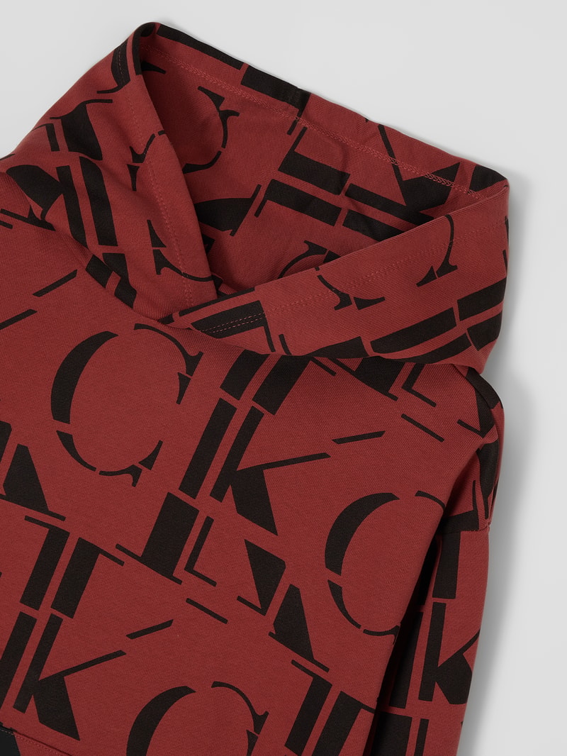 Hoodie mit Logo-Aufnäher in terrakotta