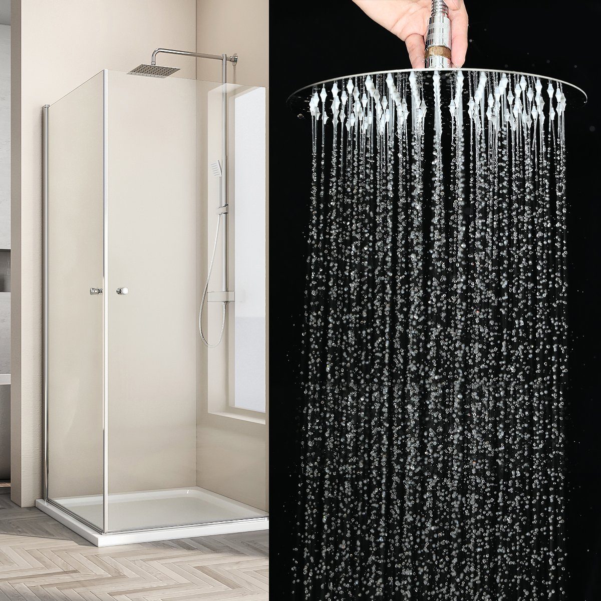 oyajia Regenduschkopf Hochdruck-Duschkopf, 10-Zoll-Regenduschkopf, Edelstahl Kopfbrause, Wasserfall-Badewannen-Duschkopf, Decken- oder Wandmontage