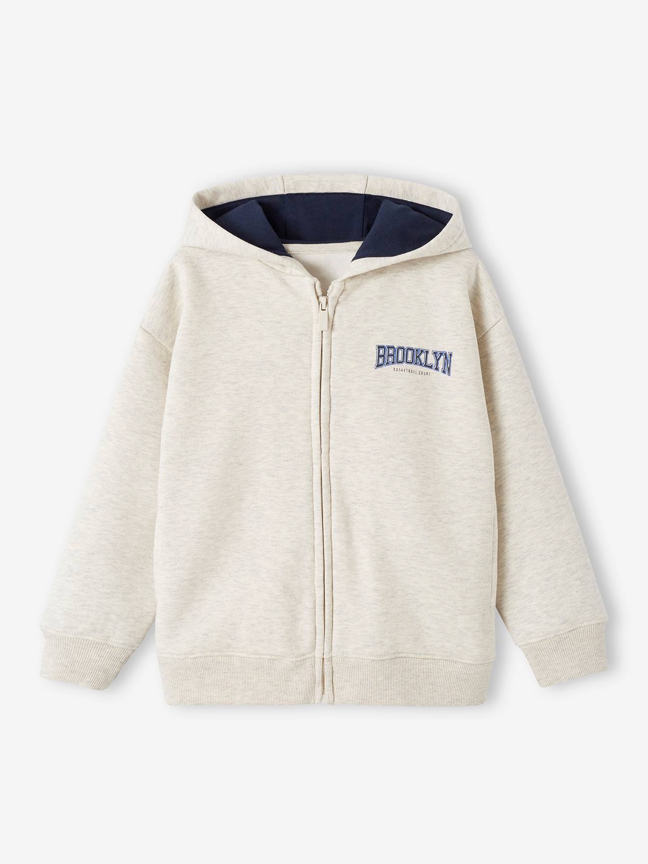 Vertbaudet Jungen Kapuzensweatjacke mit Reißverschluss - beige meliert