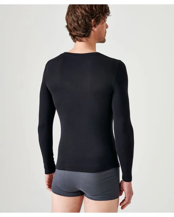 T-shirt col V fine côte Thermolactyl Sensitive, manches longues
