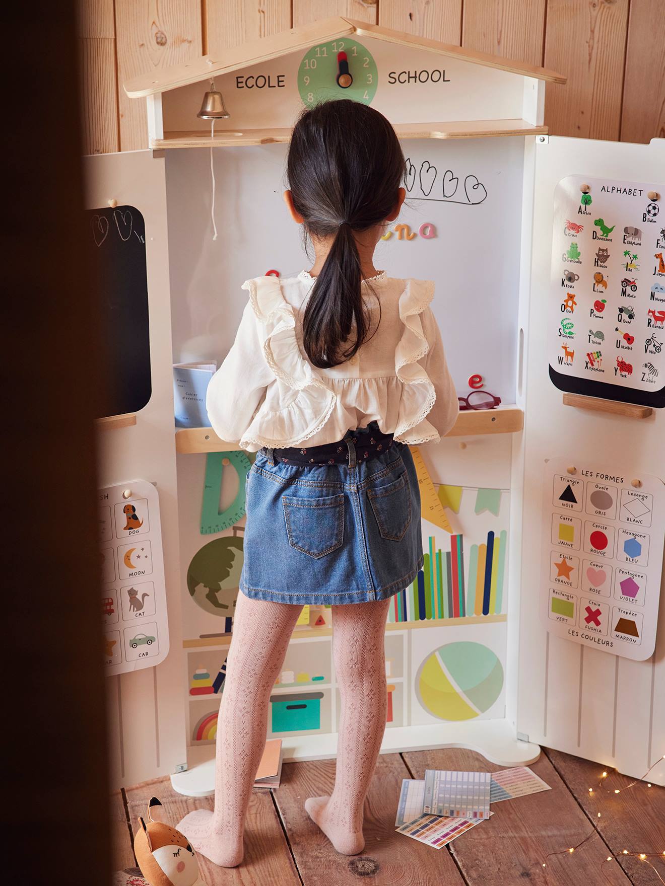 Salle de classe triptyque en bois FSC® multicolore