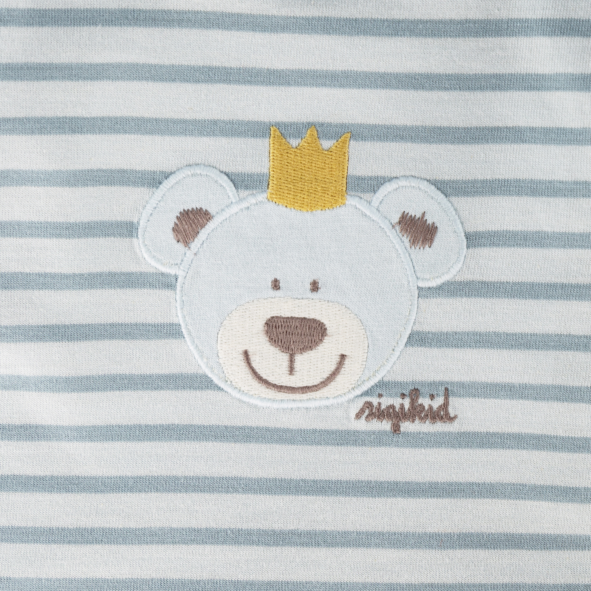 Baby Langarm Ringelshirt Krönchen Bär, blau