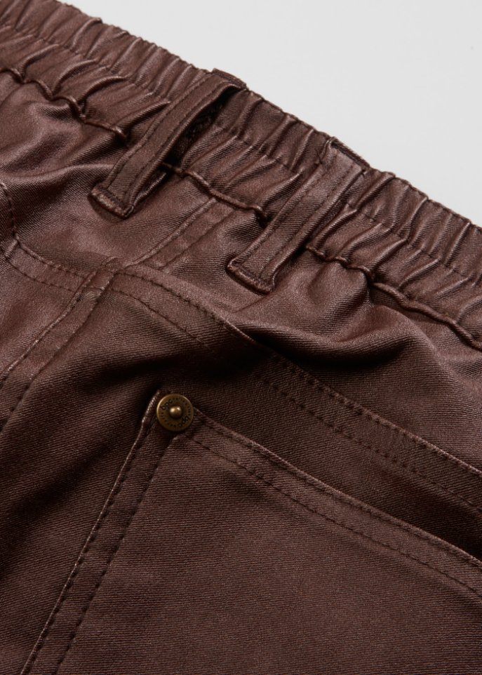 High-Waist-Stretch-Hose mit Beschichtung und Bequembund, Flared