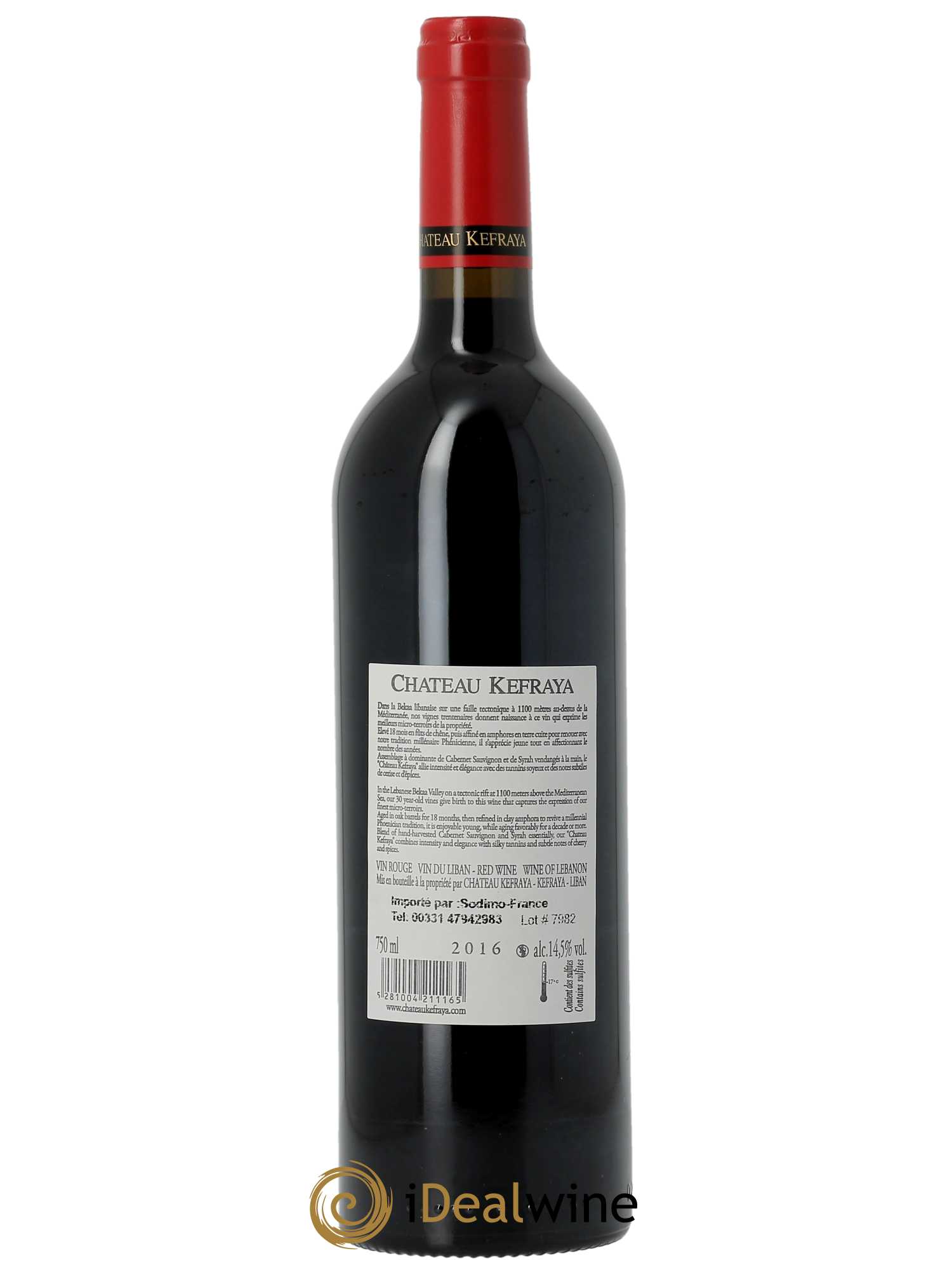 Vallée de la Békaa Château Kefraya Michel de Bustros  2016 - Lot de 1 Bouteille