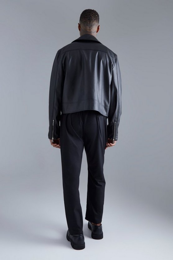 Kastige Leder-Bikerjacke