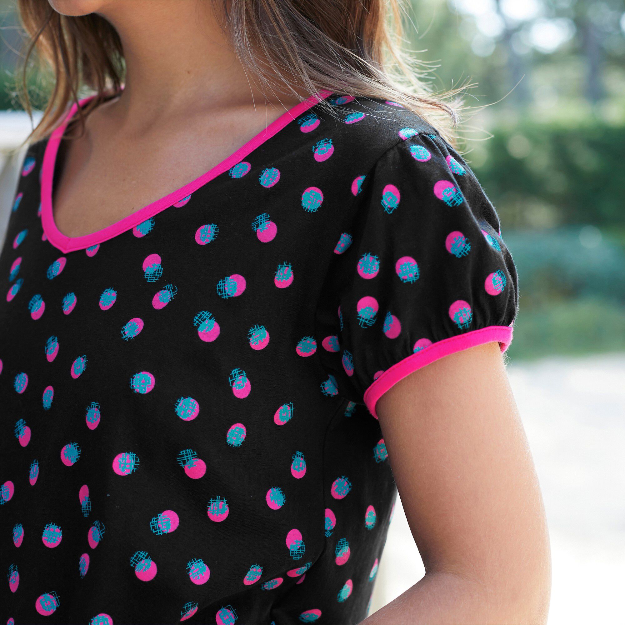 Tee-shirt manches courtes coton Enjoy imprimé pois