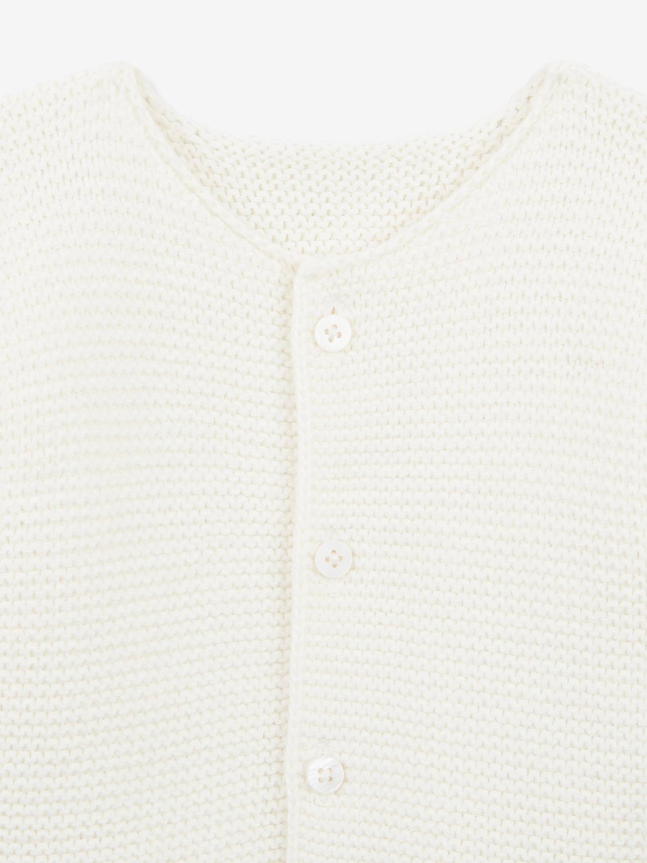 Cardigan bébé point mousse en coton bio CYRILLUS blanc