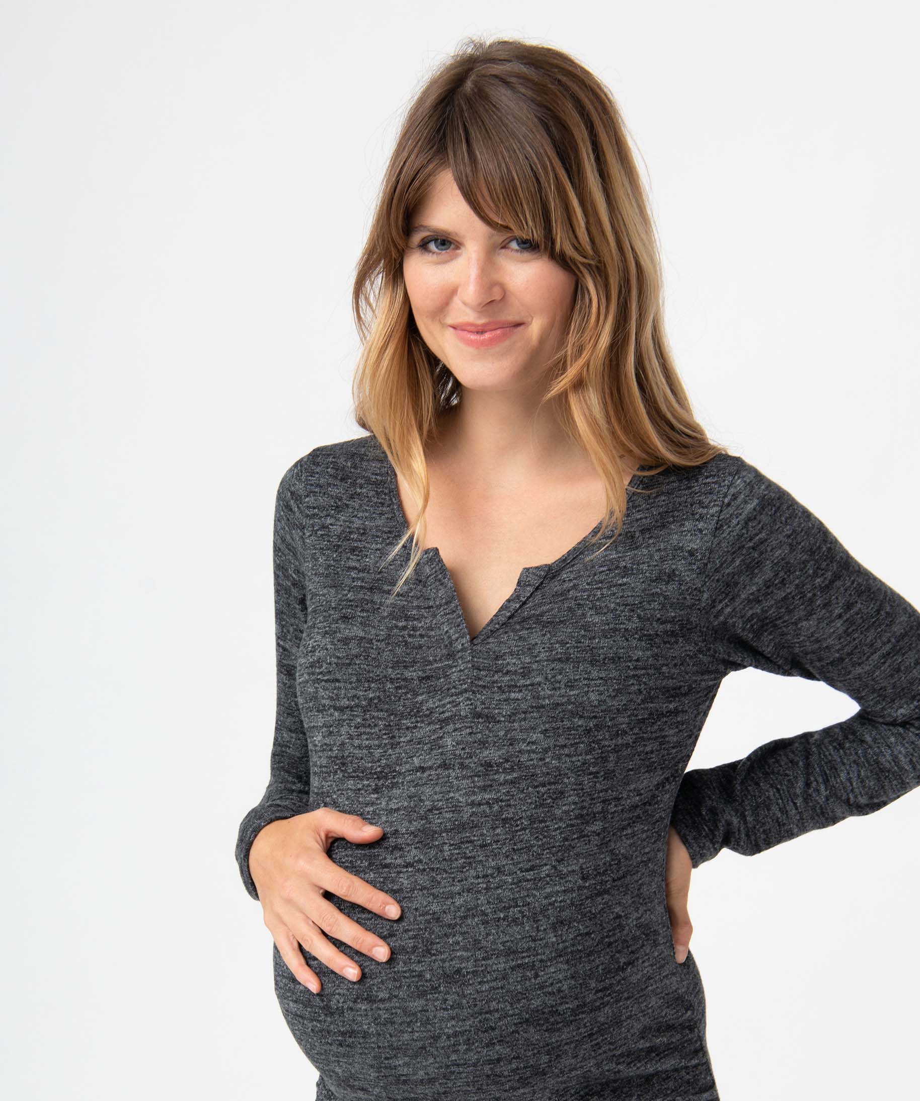 Robe de grossesse en maille souple et extensible gris | GEMO