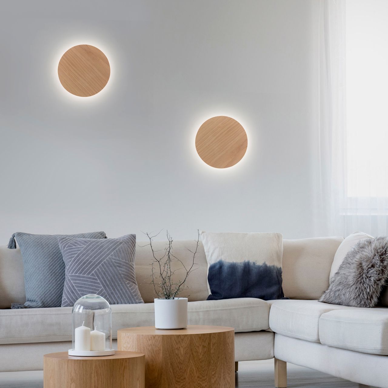 Paul Neuhaus LED Wandleuchte AKKU PUNTUA, Akkubetrieb, Klettverschluss, Holz-natur
