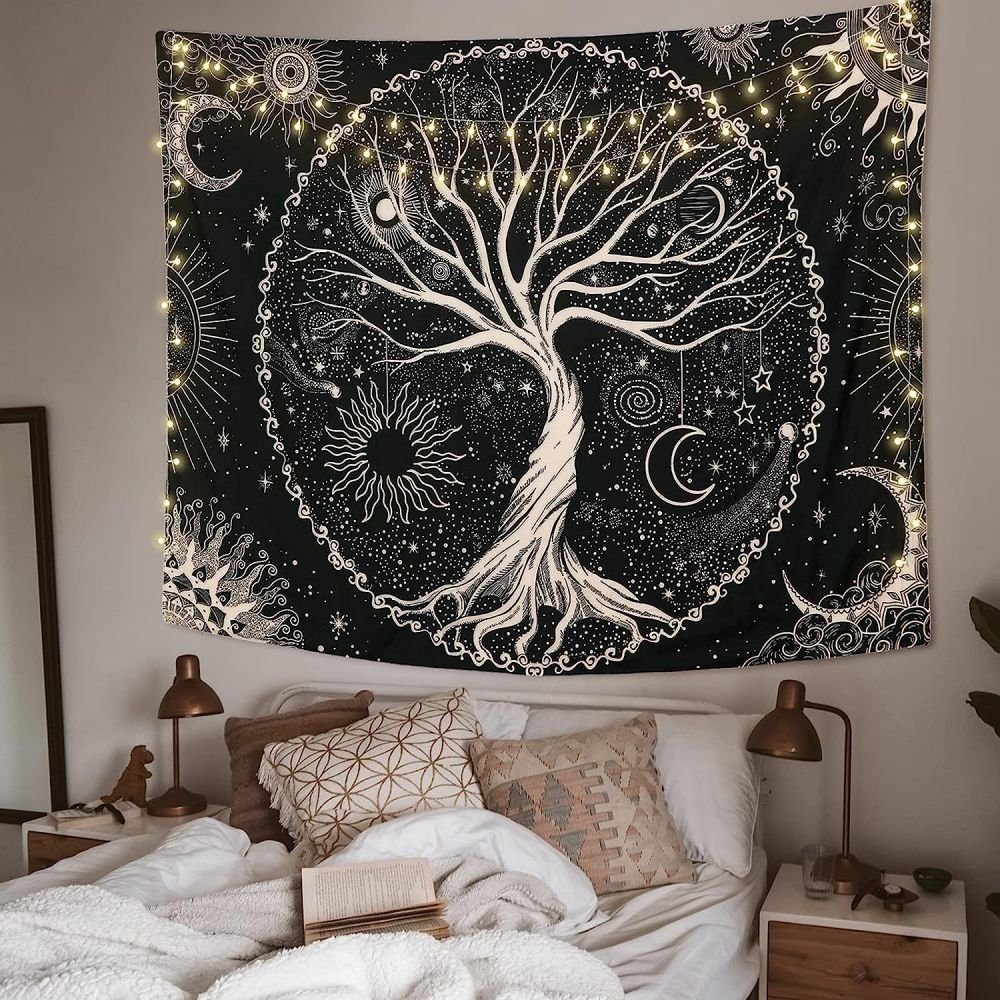 Wandteppich Tapisserie Schwarz Wandbehang Wandtuch Wanddeko Wandteppich, Questive