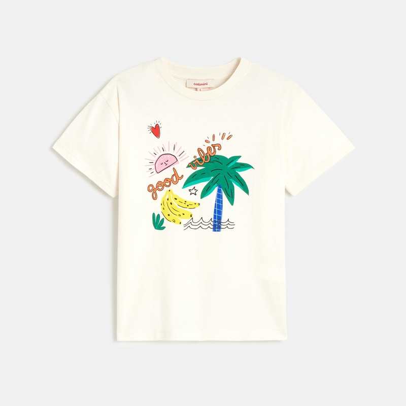 T-shirt fille blanc en coton recyclé Catimini