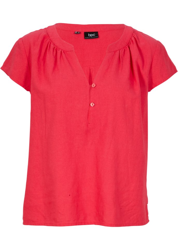 Kurzgeschnittene Bluse mit Leinen und Seitenschlitzen