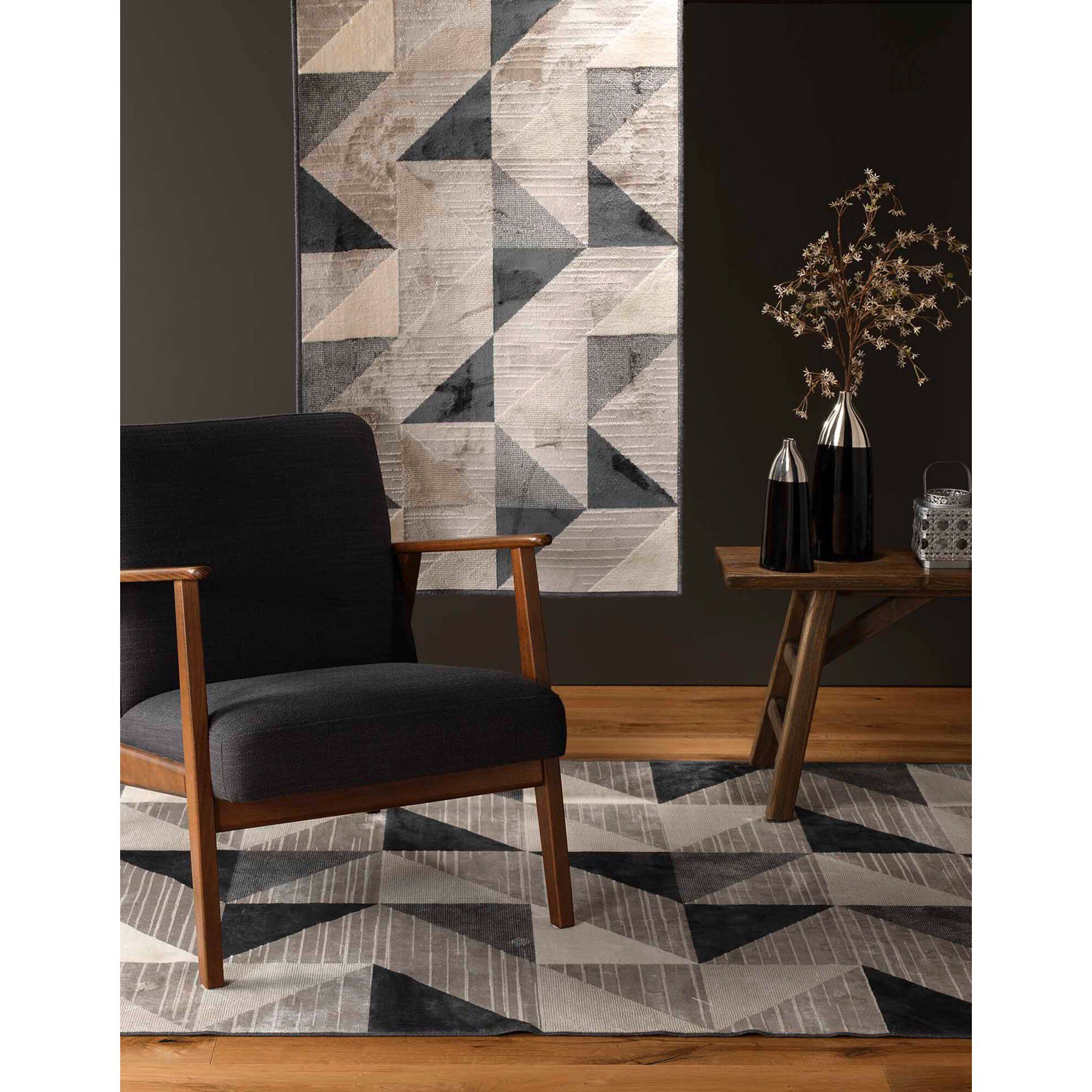 Tapis décoratif rectangulaire, motif géométrique