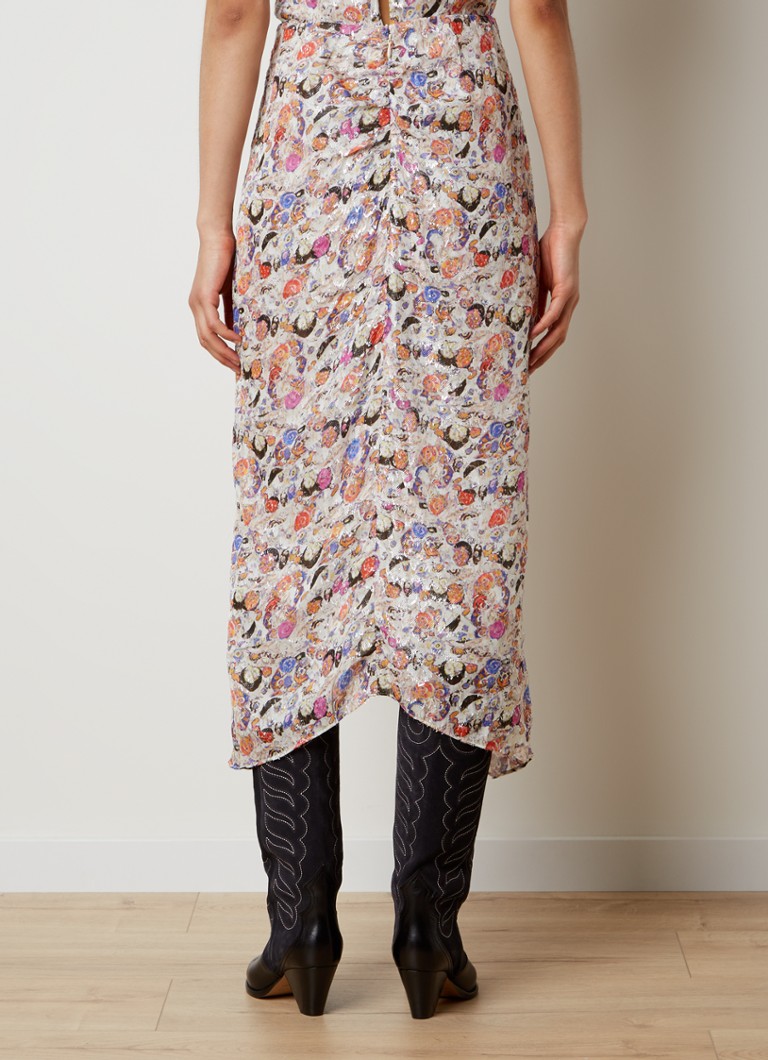 Isabel Marant  Rosalia midi rok met asymmetrische zoom en print