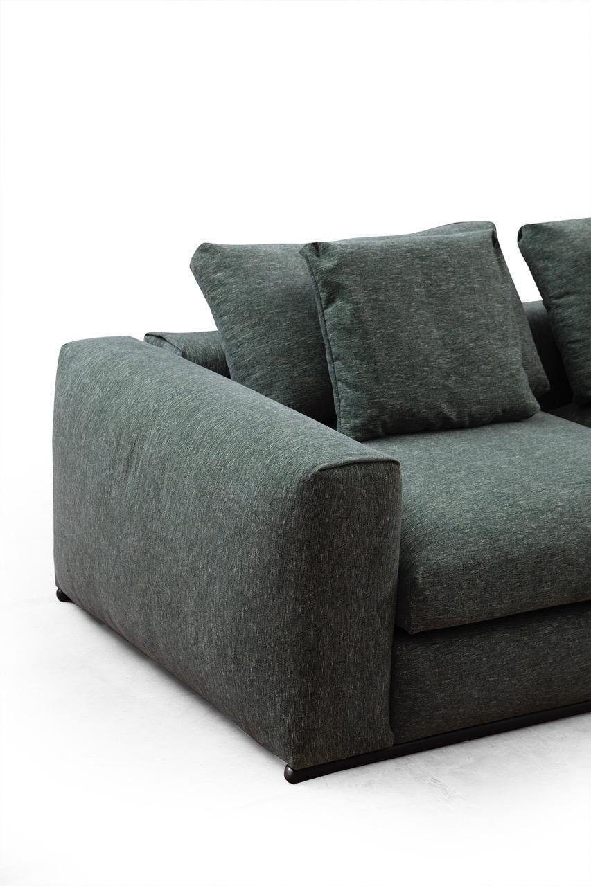 JVmoebel 3-Sitzer Wohnzimmer Sofa 3 Sitzer Polster Sofas Design Holz Textil neu Modern, 1 Teile, Made in Europa