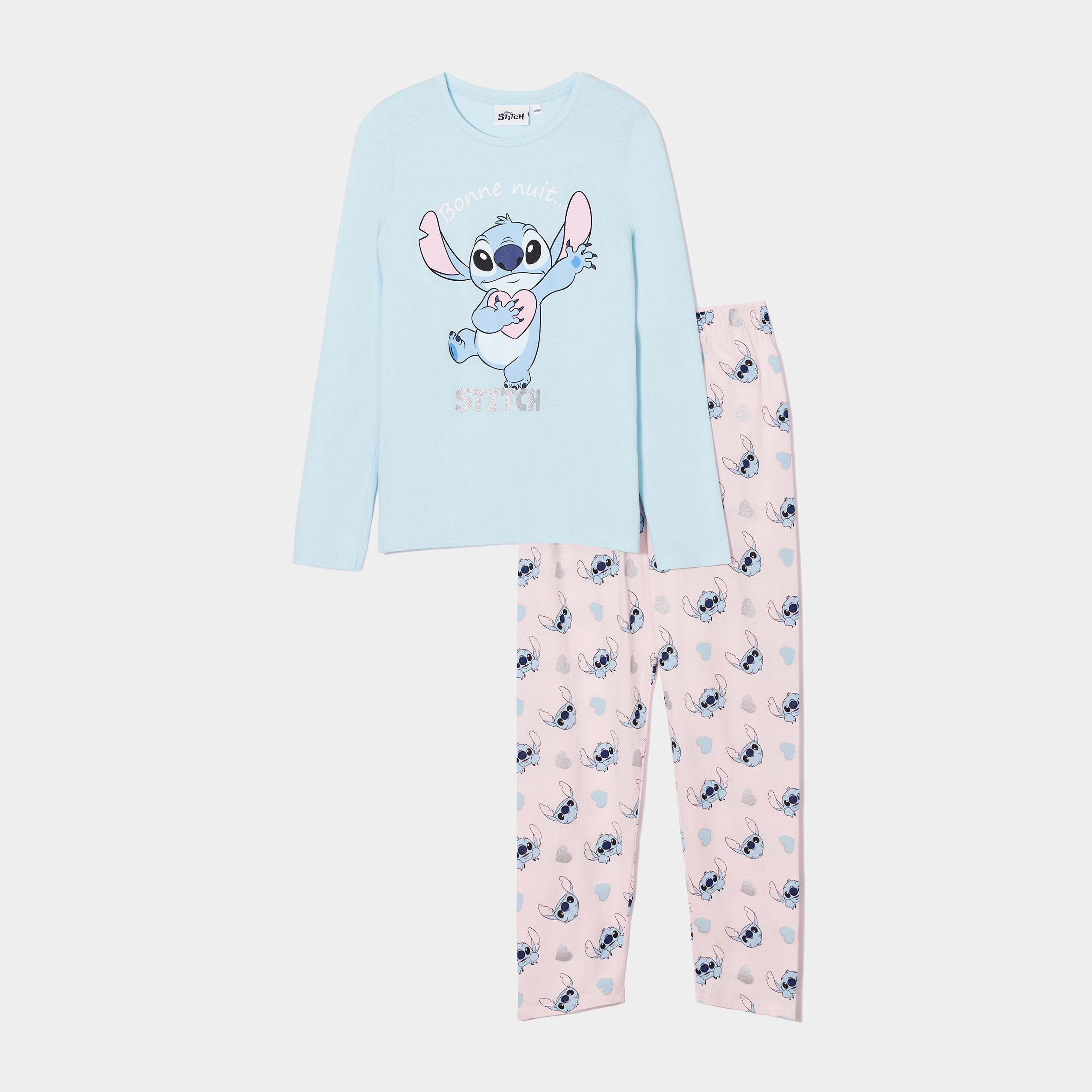 Ensemble pyjama pantalon Stitch coton bleu fille | La Halle