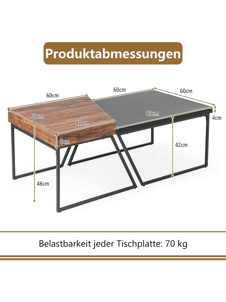COSTWAY 2er Set Satztisch in Schwarz günstig kaufen onesize
