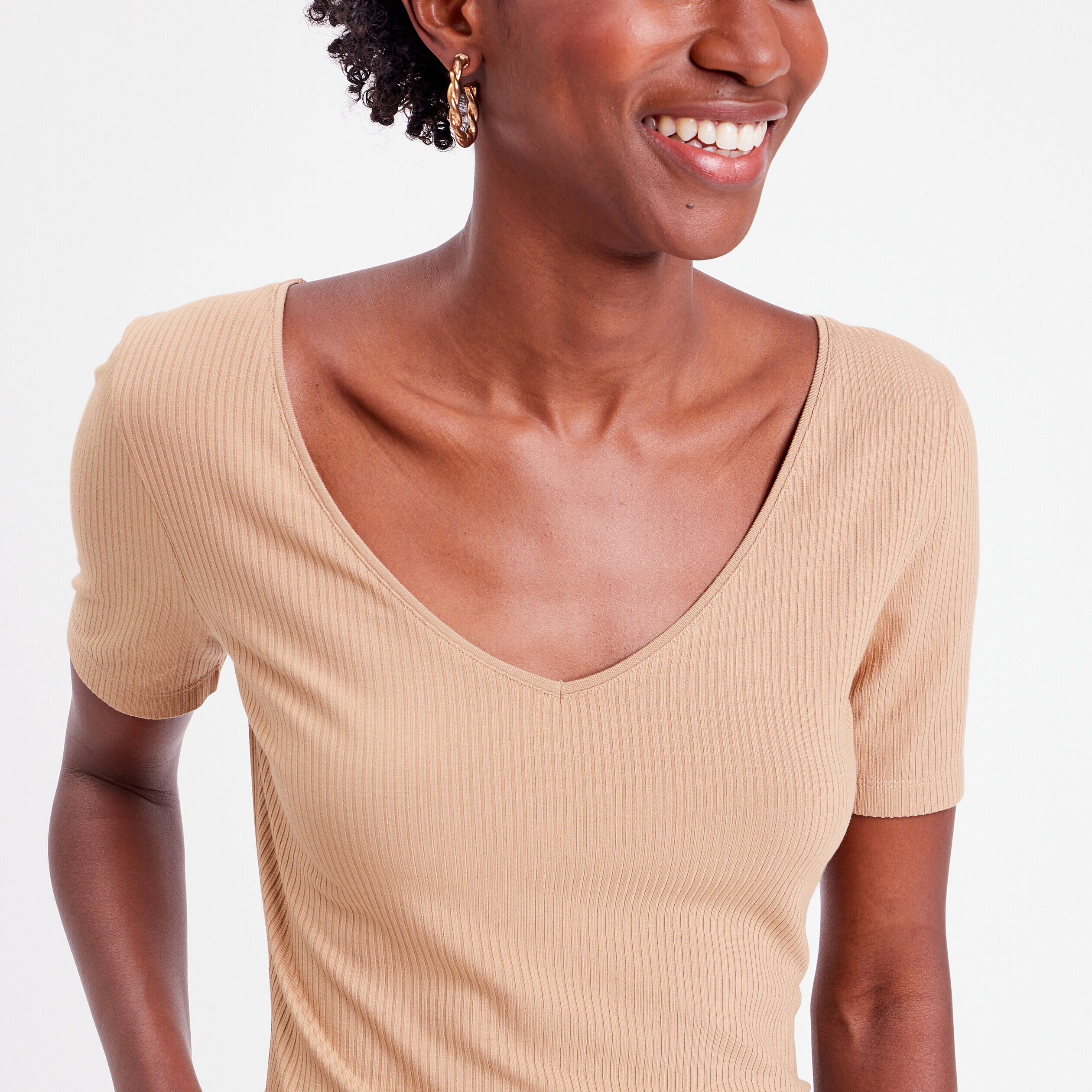 T-shirt manches courtes marron clair femme | Cache Cache