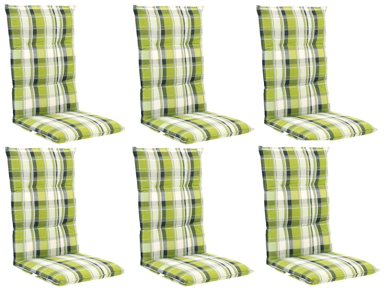 doppler® Hochlehnerauflage DALLODA, B 48 x L 119 cm, Grün, 6er Set, (Set, 6 St), Gartenstuhlauflagen für Hochlehnstühle