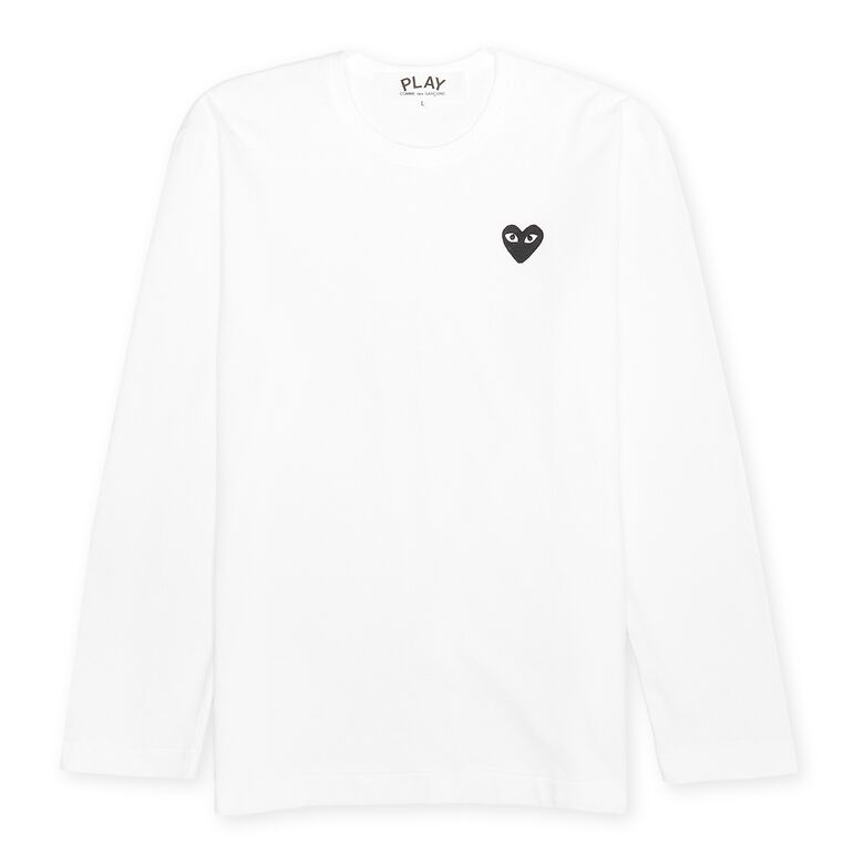 Comme des Garcons Play Play Black Heart Long Sleeve T-Shirt white