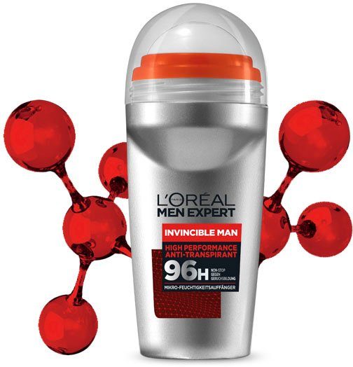 L'ORÉAL PARIS MEN EXPERT Deo-Roller Invicible 96h, Packung, 6-tlg.