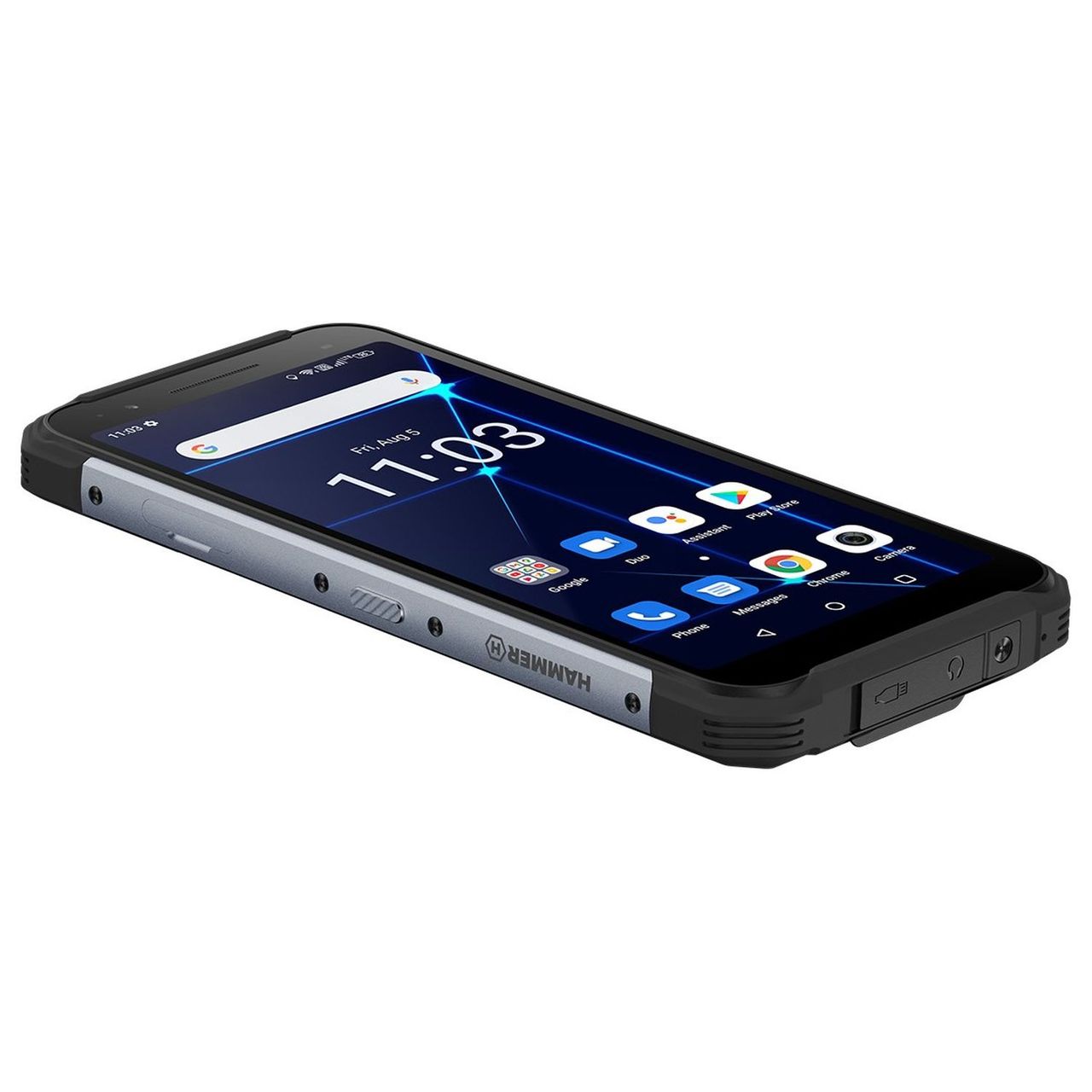 Hammer Construction LTE Smartphone 6 Zoll, 6000 mAh, 128GB, IP69, Schwarz-Silber
