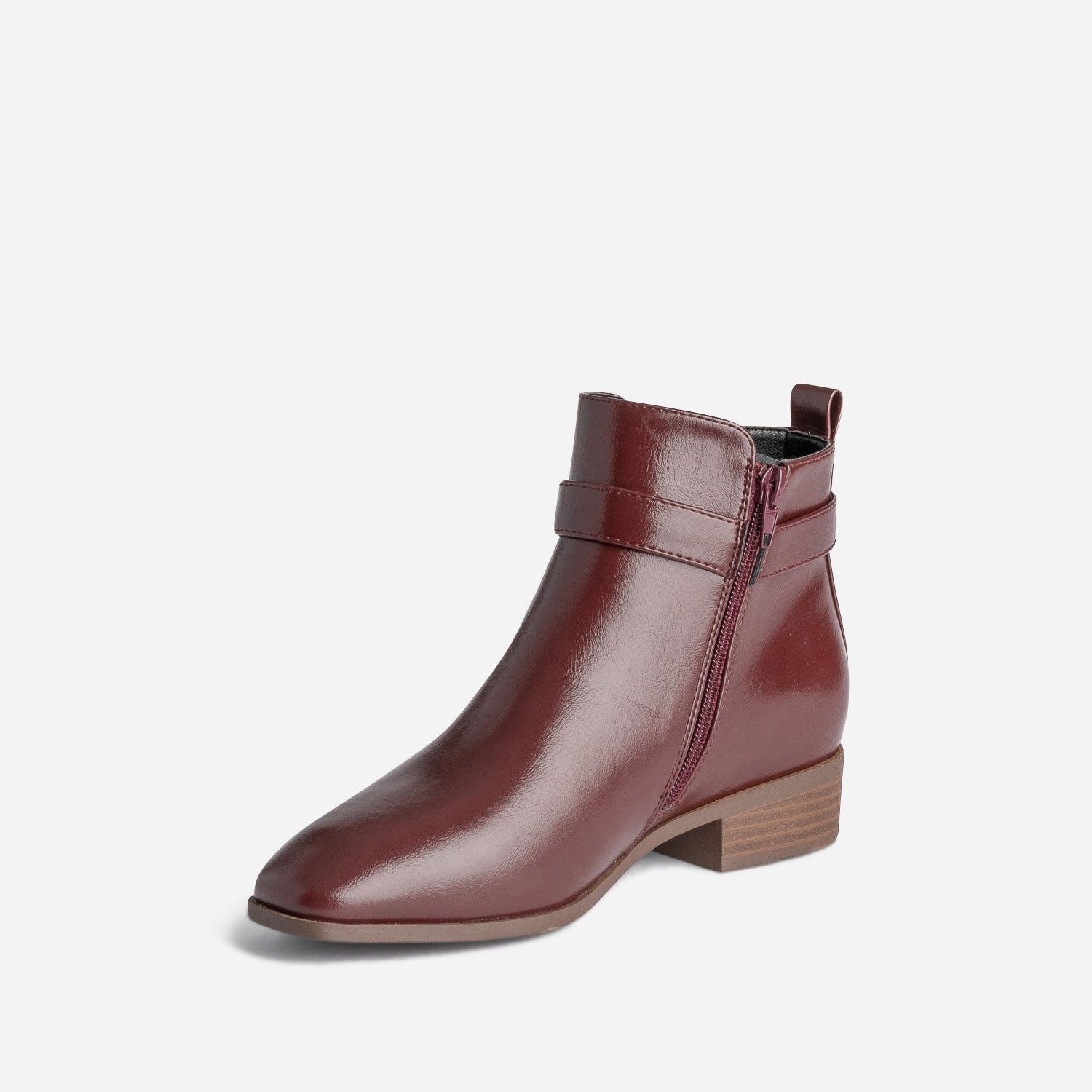 Boots bordeaux éco-conçu avec bride cheville
