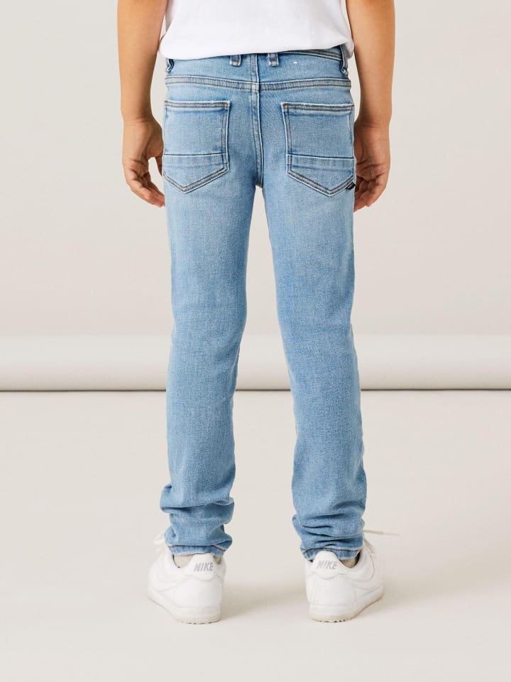 name it Straight Leg Denim Jeans mit verstellbarem Bund NKMSILAS in Hellblau günstig kaufen